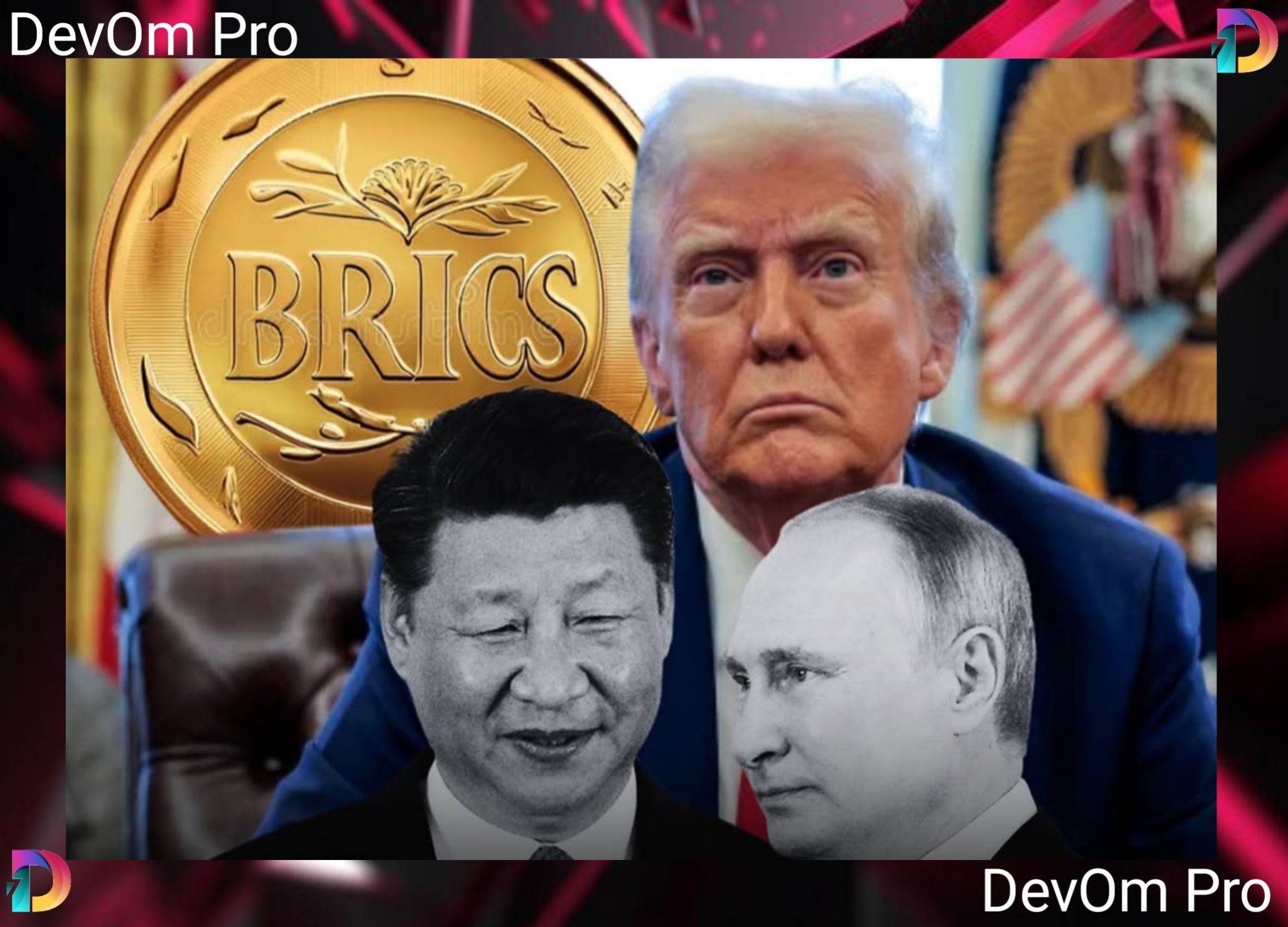 Trump warns BRICS nations of 100% tariffs if they attempt to replace the U.S. dollar as the global reserve currency, emphasizing his commitment to maintaining dollar dominance.